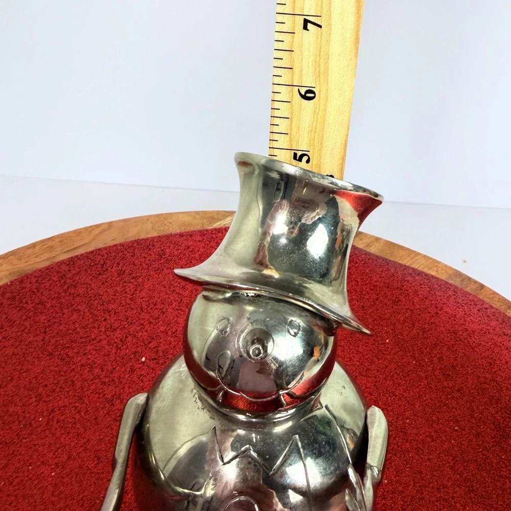Silver Tone Metal Snowman Shelf Sitter Long Legs Christmas Made India 5